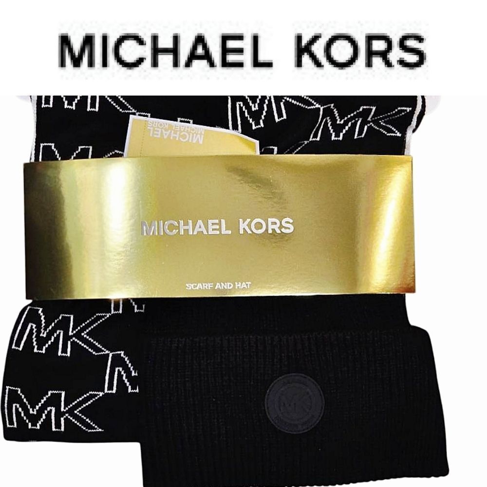 Michael Kors MK Logo Scarf & Beanie Hat‎ Set